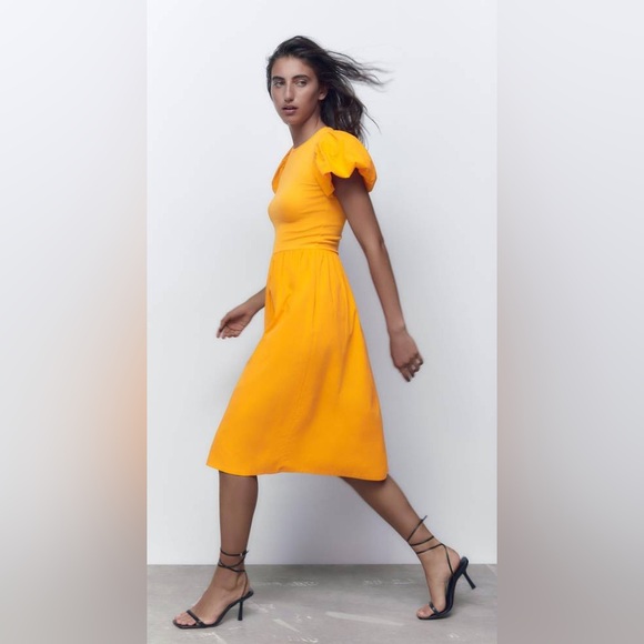 Zara Combination dress Orange color Size S - Picture 2 of 7